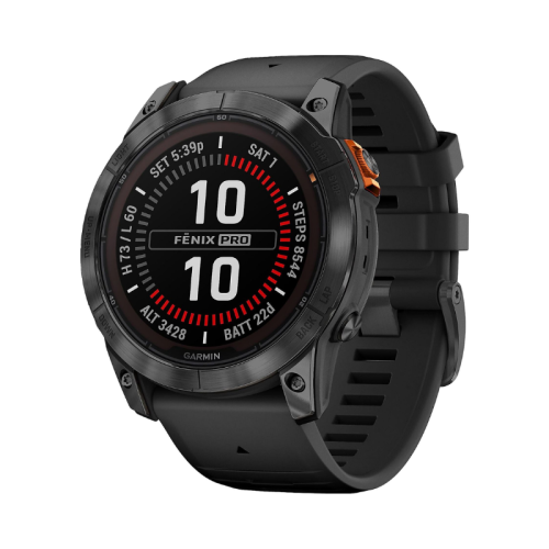 Garmin fenix 7X Pro Solar, Slate Gray Stainless Steel, Black Band