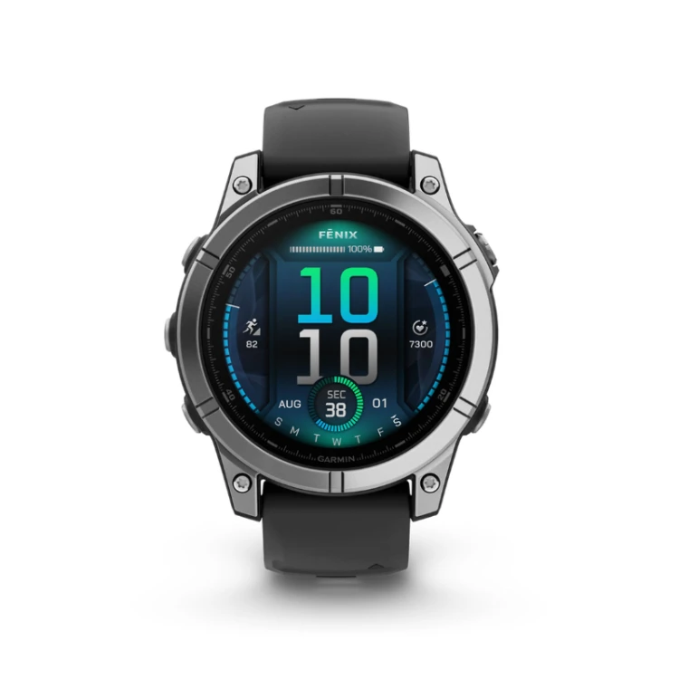 Garmin fenix E - 47mm, AMOLED, Stainless Steel/Graphite, Black band
